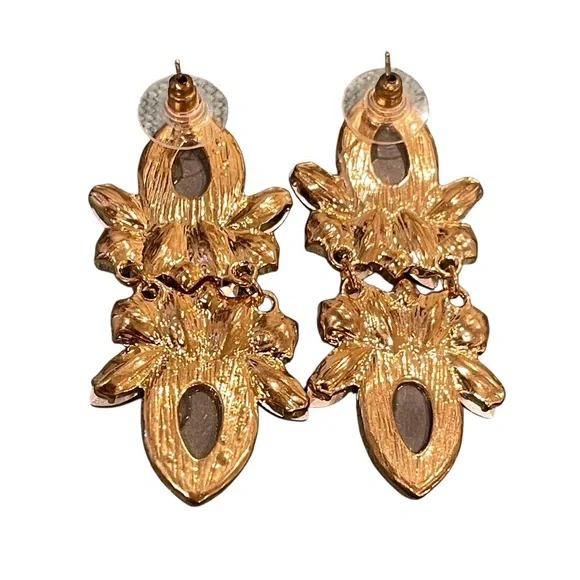 Elegant Amber Orange Crystal Earrings - Picture 5 of 5